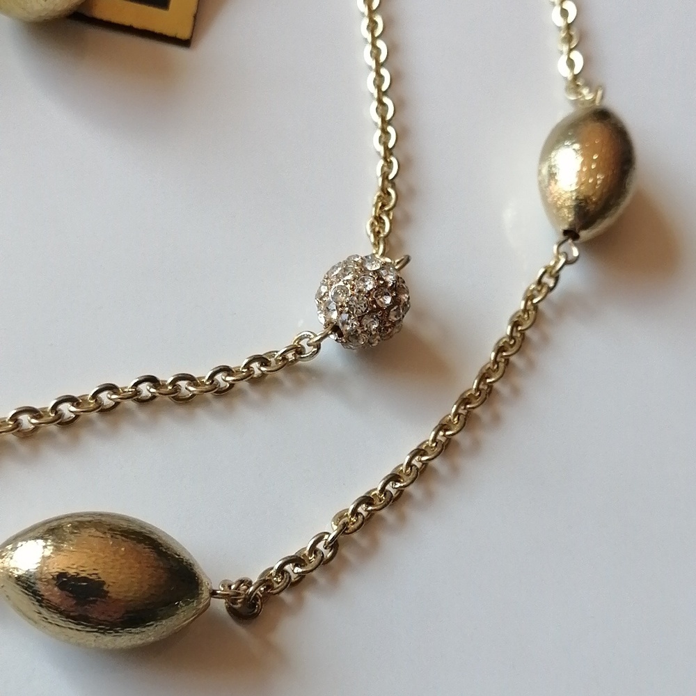 NWT Spring Street Gold Clear Rhinestone Necklace & Earrings - Picture 6 of 8